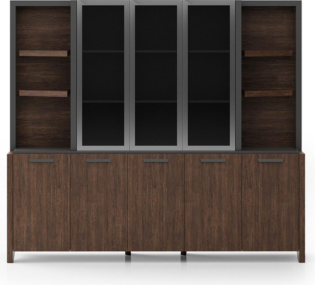 Braunes Arbeitszimmer Bücherregal Designer Holzmöbel Büro Regal