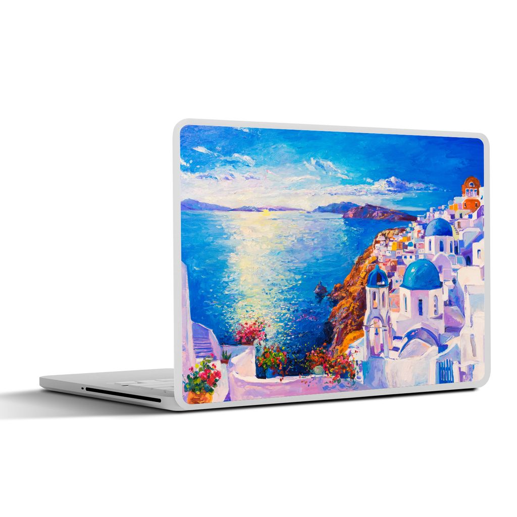 MuchoWow Laptop Aufkleber Sticker Cover Malerei - Griechenland - Wasser - Öl 31x22.5 cm - Laptop-Deko