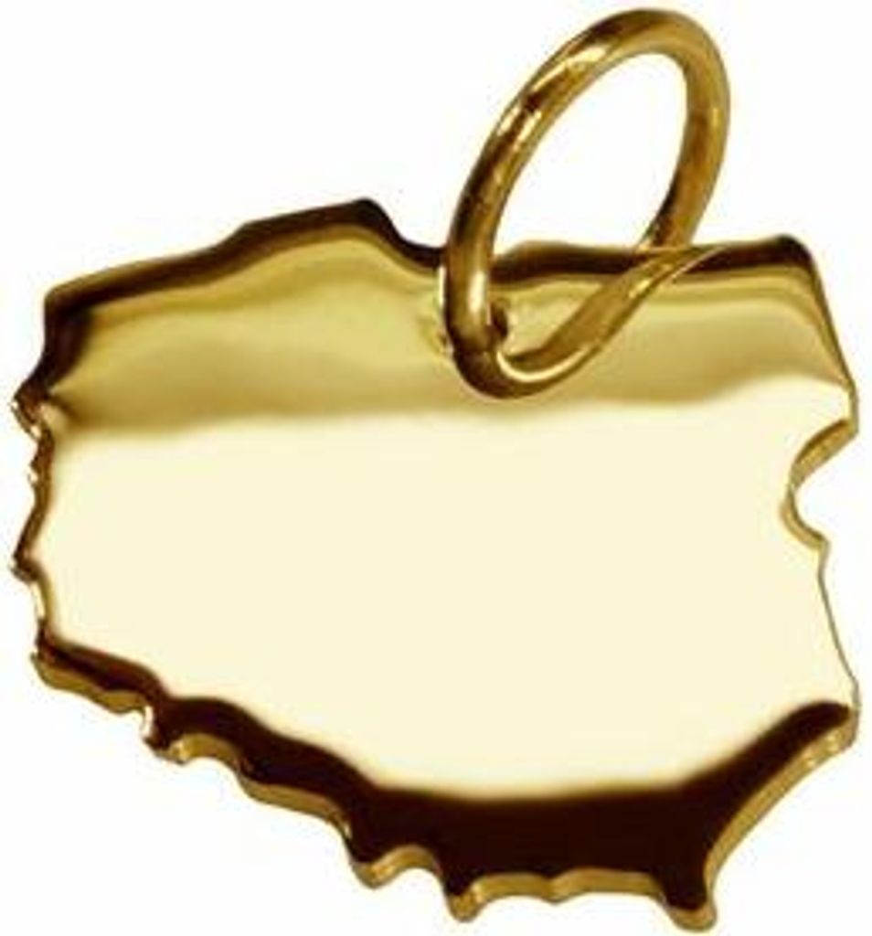 Anhänger der Landkarte Polen in massiv 585 Gelbgold