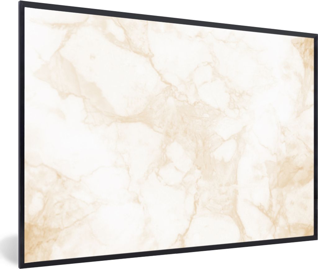 MuchoWow MuchoWow Gerahmtes Poster Marmor - Weiß - Gold - Luxus 30x20 cm - Poster mit zchwarzem Bilderrahmen - Kunstdruck - Bild-Poster