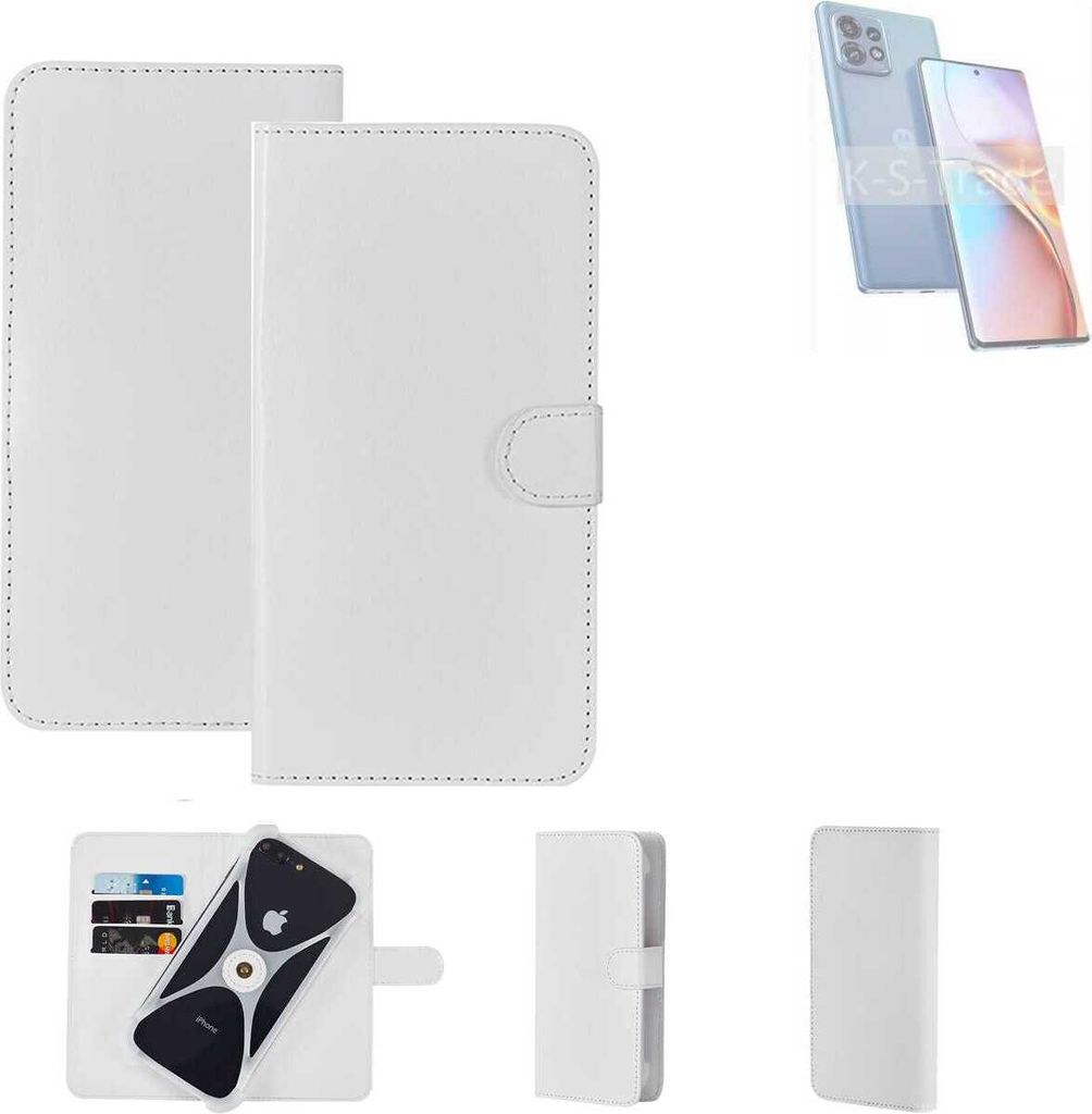 K-S-Trade Handy Hülle Schutz Hülle kompatibel mit Motorola Edge 40 Pro Cover Case Bookstyle Bumper weiß 1x