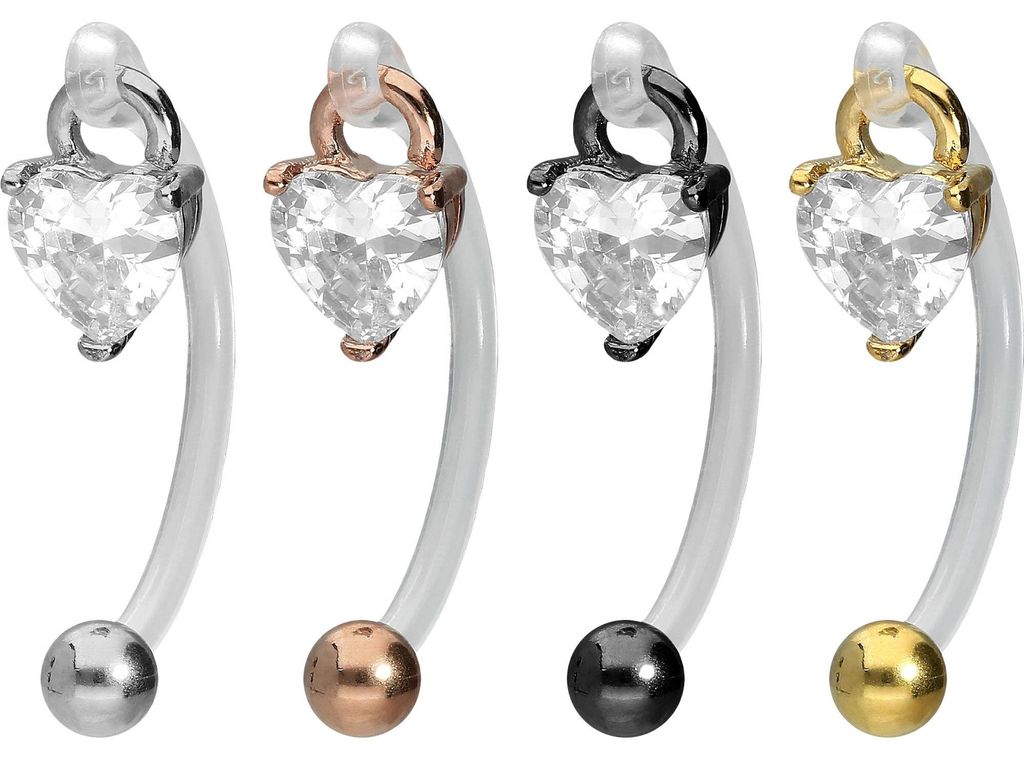 Bauchnabelpiercing PMFK Bananabell mit Chirurgenstahl-Design KRISTALLHERZ