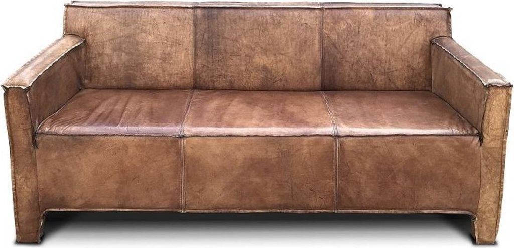 Casa Padrino Luxus Vintage Leder Sofa 185 x 66 x H. 82 cm - Verschiedene Farben - Echtleder Wohnzimmer Sofa - Luxus Echtleder Möbel