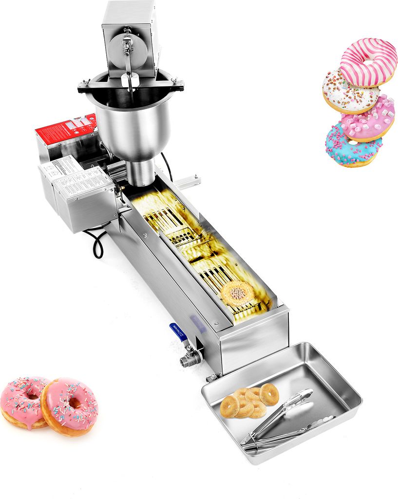 VEVOR kommerzielle automatische Donut Maschine Maker, einreihige Herstellungsausrüstung aus Edelstahl (90 Stk./h) elektrische Donut-Fritteuse mit ...