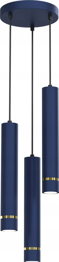 Éclairage table sans éblouissement suspension bleu marine 3 tubes