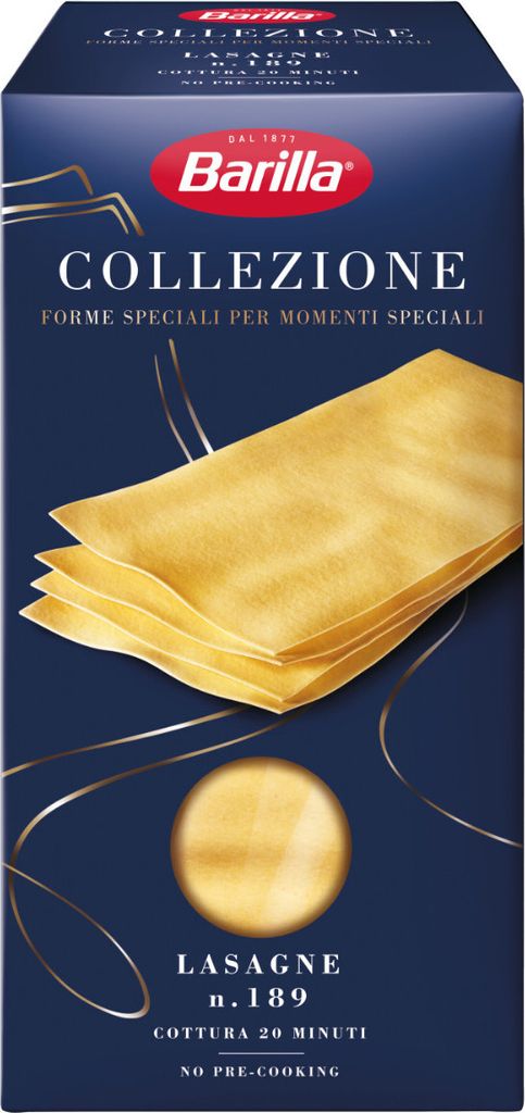 A box of Barilla Lasagne pasta.
