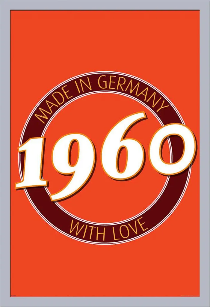 Poster Vintage 1960 Germany Cornice Shinsuke Argento Maxi MDF Acrilico