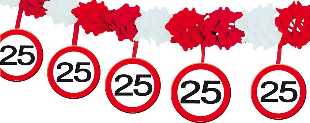 25. Geburtstag Verkehrsschild Girlande Produktbild 