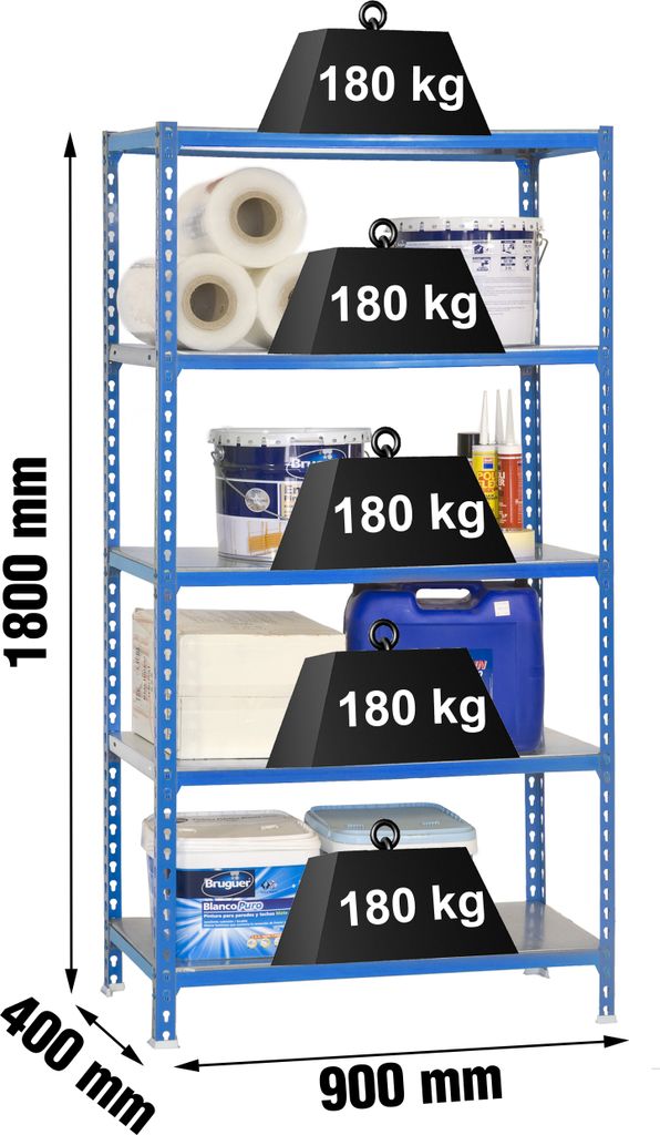 SIMONCLICK Metallregal 5/400 BLAU/GALVA