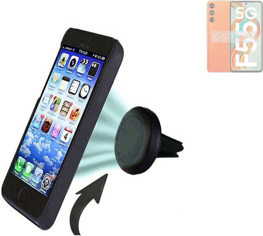 K-S-Trade Kompatibel mit Samsung Galaxy F55 5G Auto Handy Halterung KFZ Halter Lüftungsgitterhalterung Air Vent mount Smartphone Halter