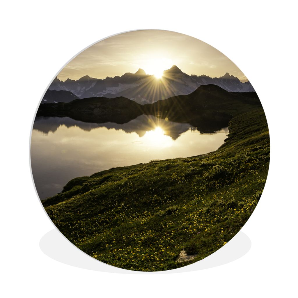MuchoWow Rundes Wandbild - Runde Bilder Schweiz - Alpen - Wasser Ø 60 cm Kreis Wanddekoration Kunststoff - Wandkreis - Wandschmuck - Wand Kreis ...