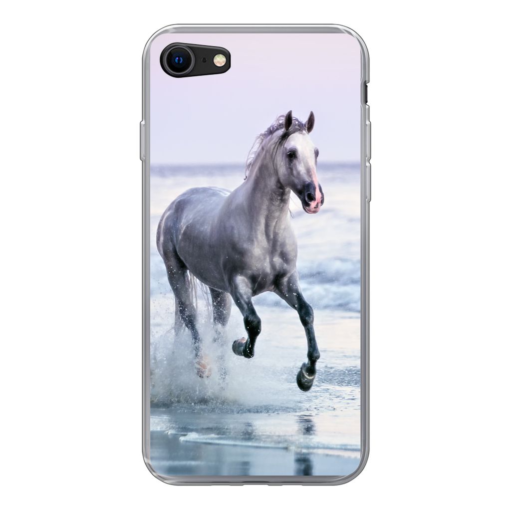 MuchoWow Handyhülle Schutzhülle Hülle für iPhone SE 2022 Pferde - Luft - Meer Silikon Softcase Handy Hülle - Schutzhülle