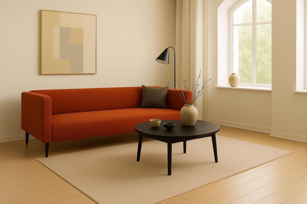 Modernes minimalistisches komfortables 3-Sitzer-Polstersofa CALMO rot ohne Schlaffunktion - ideal für das Wohnzimmer!