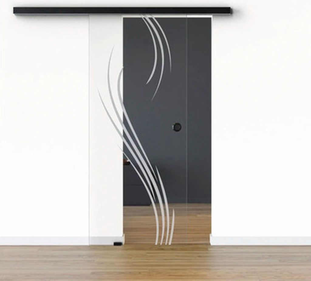 Pertura Glasschiebetür Komplettset Glera Essence 01 900x2175 mm Links inkl. Beschlag Selir Aluminium schwarz,Griffmusche
