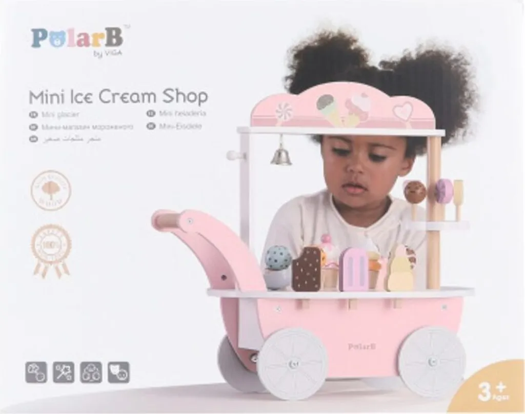 Marchande de glaces en bois jouet d'imitation complet pour les petits