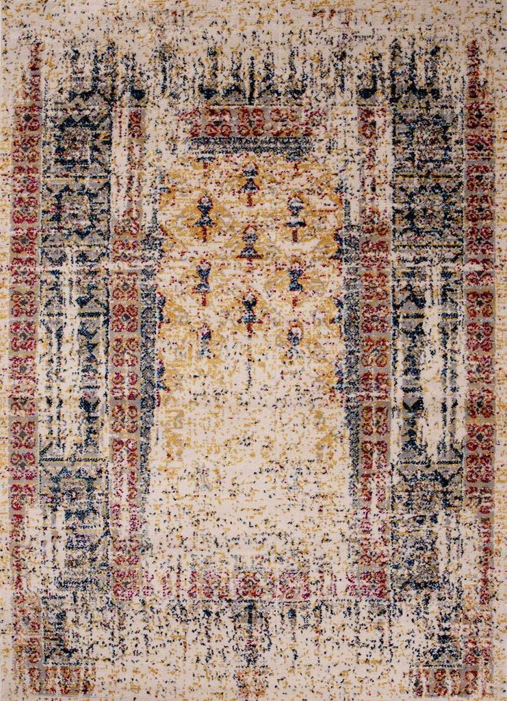 Teppich Vintage Look Designer Kurzflor Teppich läufer Bunt/ Rot, Maße:80x150 cm