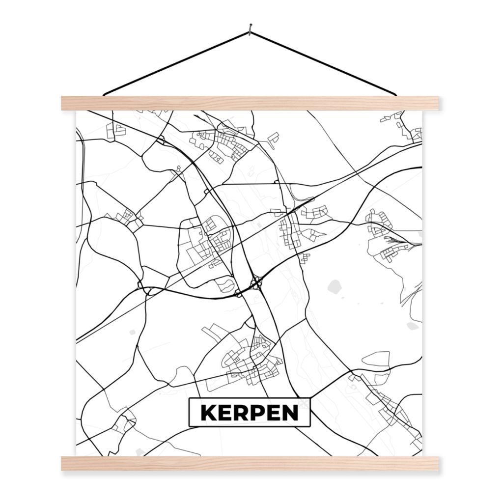 MuchoWow Textilposter Karte - Kerpen - Karte - Stadtplan 40x40 cm mit holzfarbenen Rahmen - Posterleiste