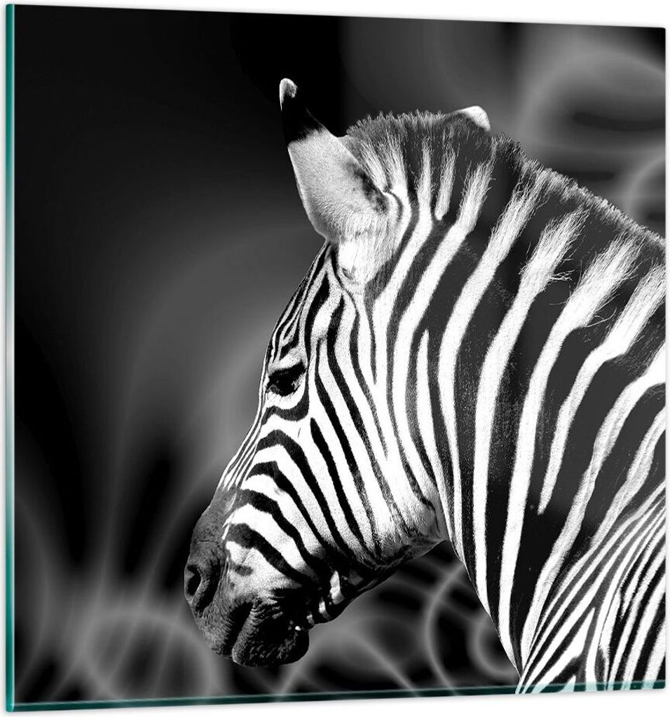 Bilder auf glas - Tier Zebra Streifen - 30x30cm - Glasbilder - Wandbilder - Kunstdruck - zum Aufhängen bereit - Wanddekoration aus Glas - Glas Bil...