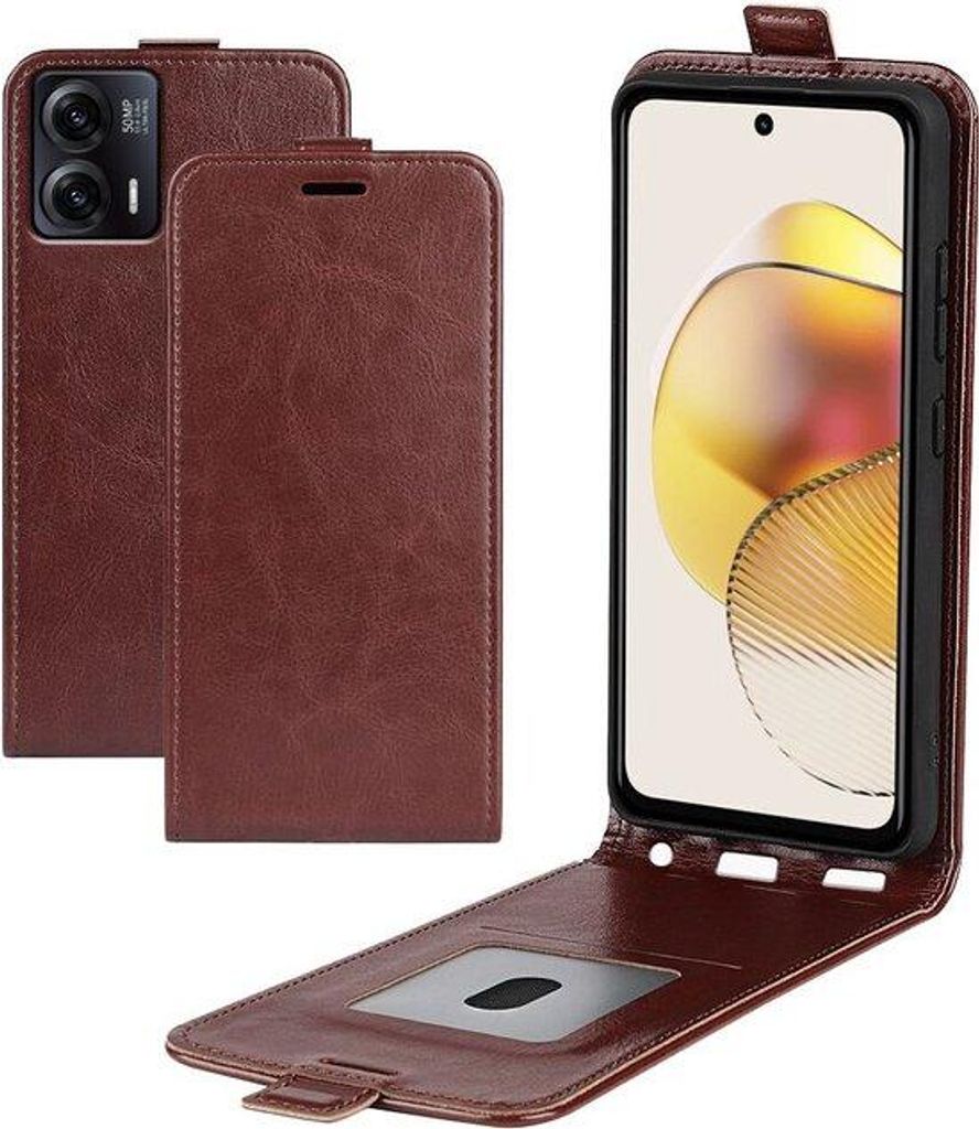 Vertikales Flip Wallet Case aus Kunstleder braun