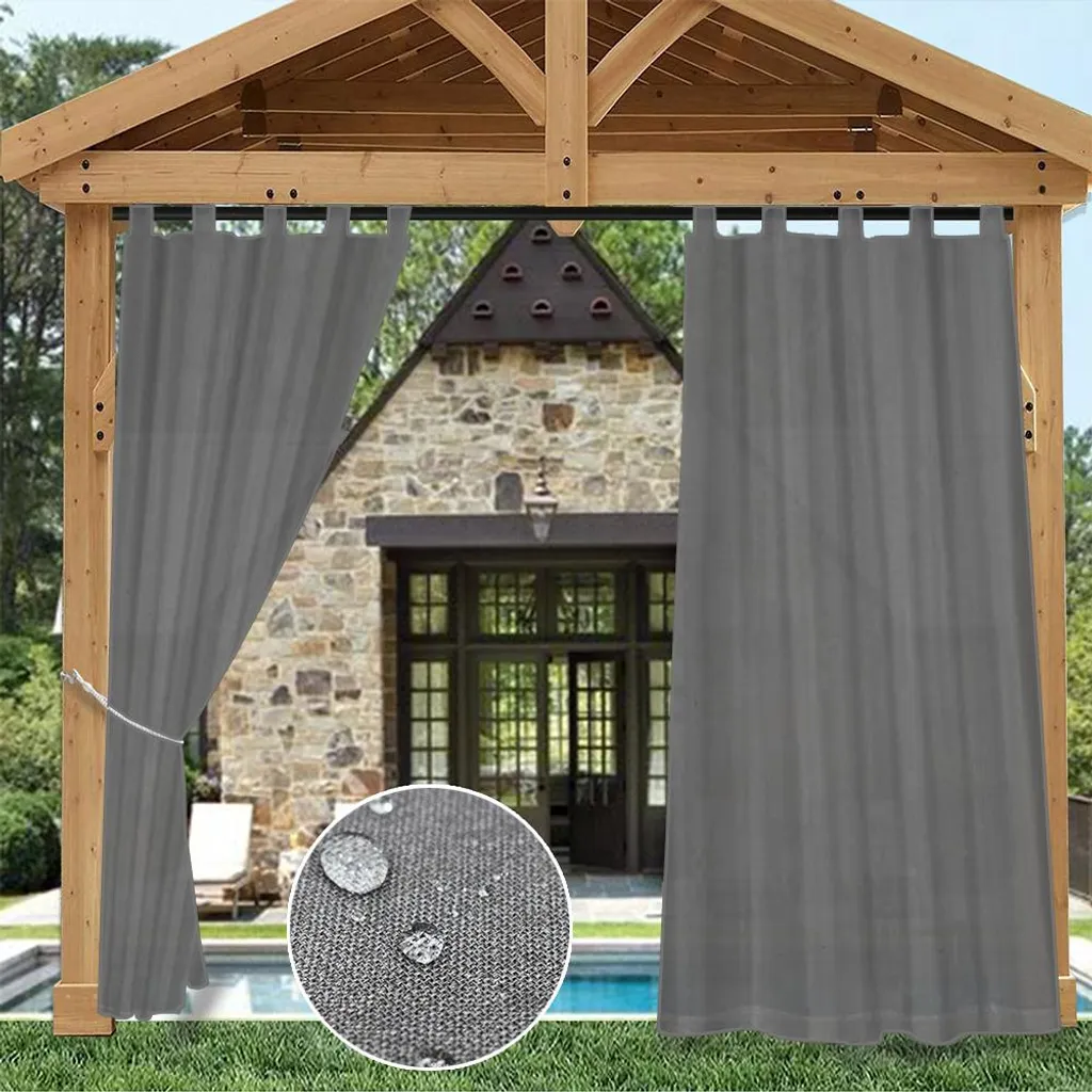 Set 2 Tende Grigio Scuro Trasparenti Outdoor Impermeabili 132x244cm - 1