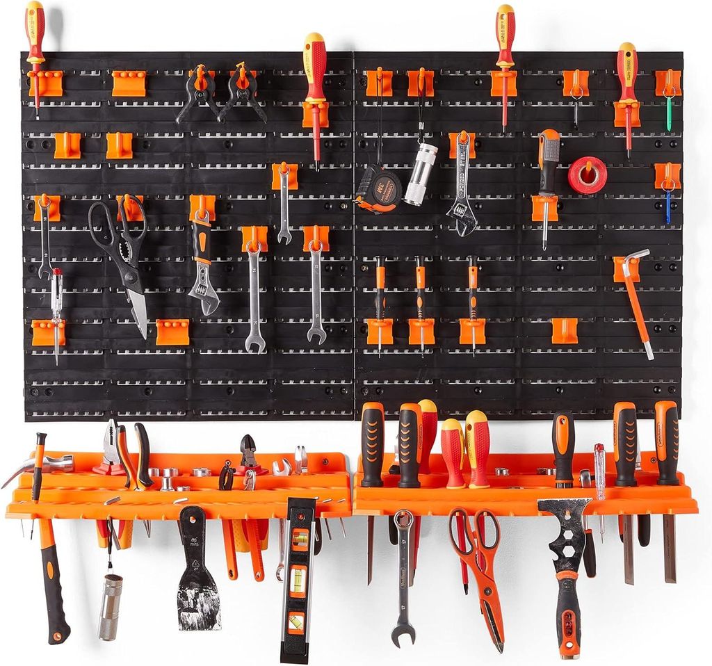Wand-Organizer für die Werkstatt Werkzeugtafel 69 x 54 cm Orange