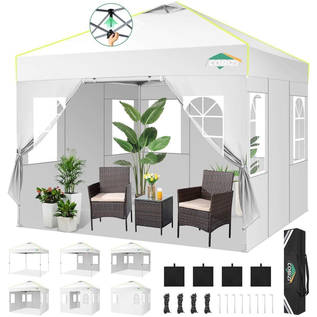 Gazebo da esterno 3x3 metri, bianco, impermeabile, Immagine del prodotto 
