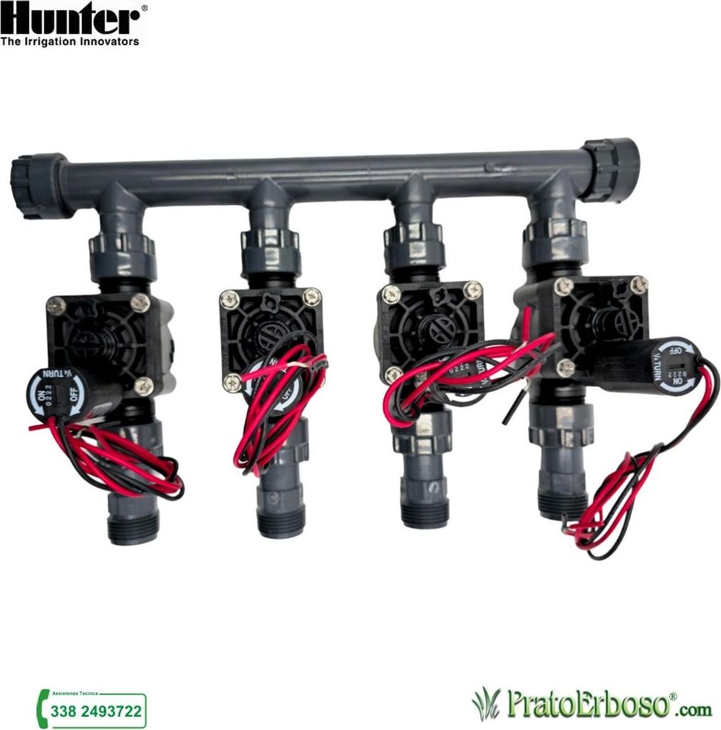 4-Stationen-Verteiler mit Hunter PGV 9V Magnetventil