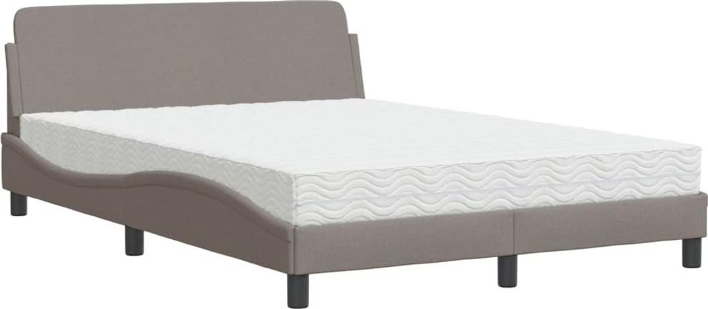 vidaXL Bett mit Matratze "Dover" Taupe 140x200 cm Stoff