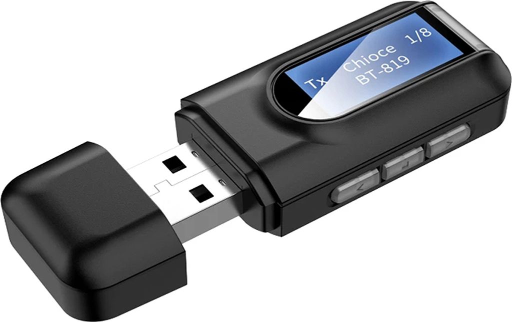 T11 BT 5.0 Audioempfaenger Sender mit 3,5 mm LCD-Bildschirm 3,5 AUX Stereo USB Stecker Drahtloser Adapter fuer Auto PC TV Headset