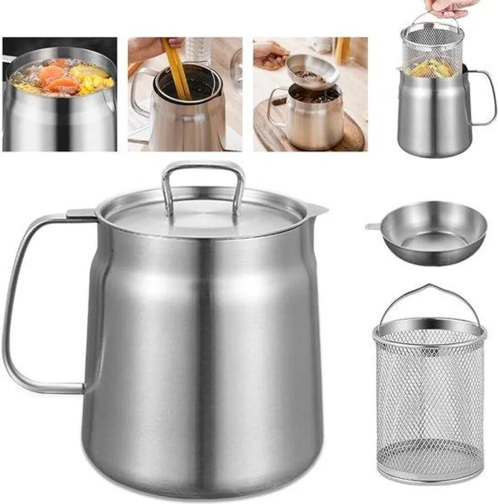 Récipient huile inox 2L : fini le gaspillage avec filtre anti-résidus
