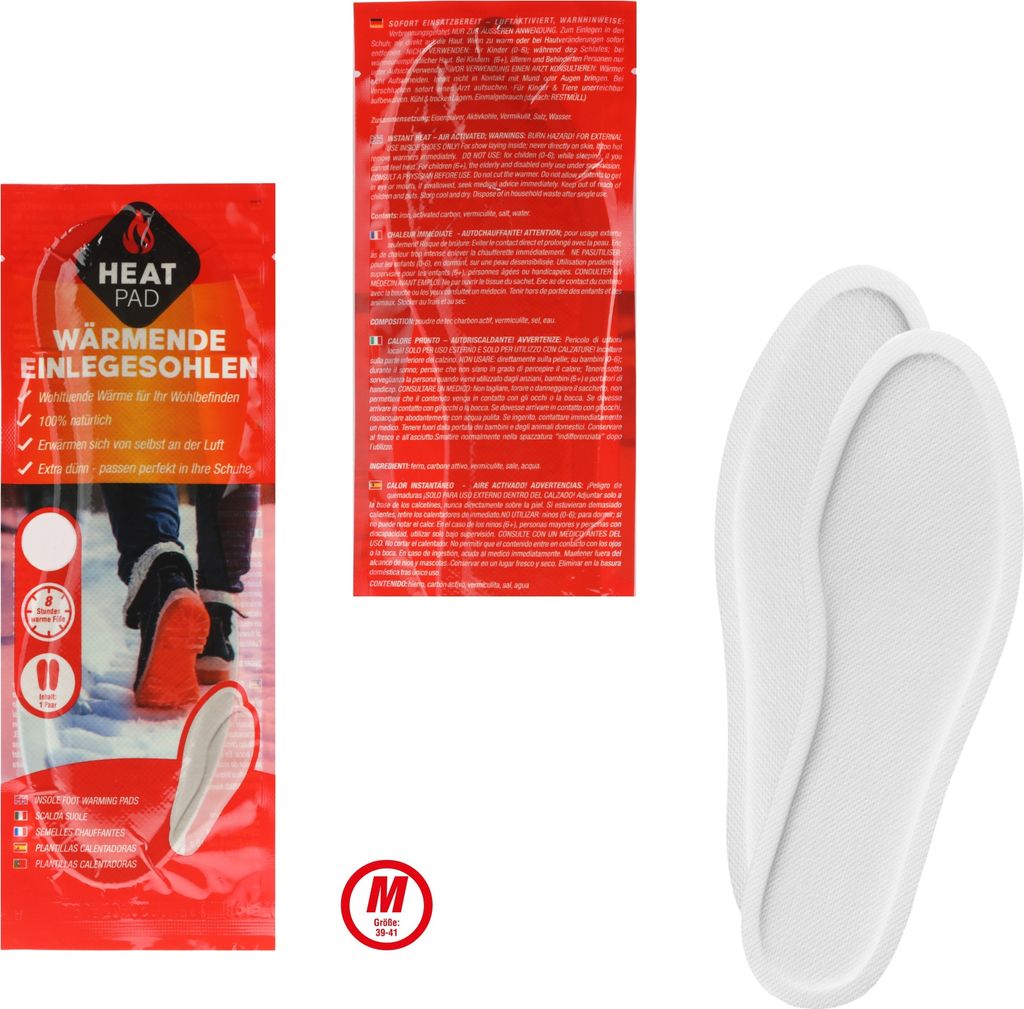 Einlegesohlen Thermoeinlegesohlen Wärmesohlen Fußwärmer 5 PAARE Heizsohlen M 39-41 Wärmeeinlagen für Schuhe 8h Wärme Meinposten