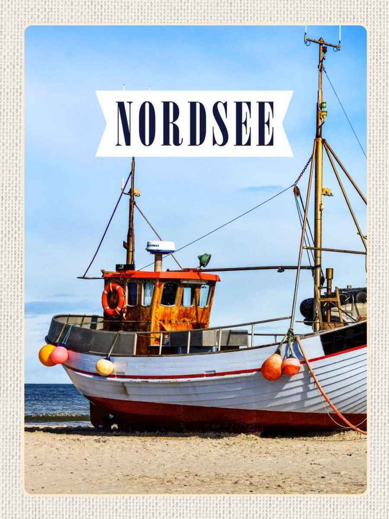 vianmo Holzschild 40x30 cm Nordsee Strand Reise Schiff Meer Bildmotiv Reisemotiv Europa