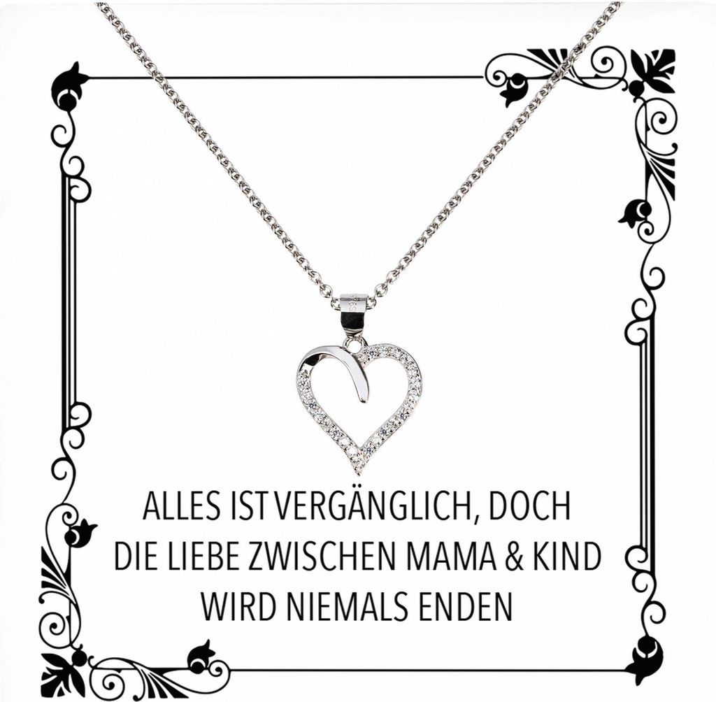 22Feels Echt Silber Halskette - Mama Geschenk Geburtstag Muttertag Mutter Schmuck Set für Frauen - Herz Anhänger, Karte