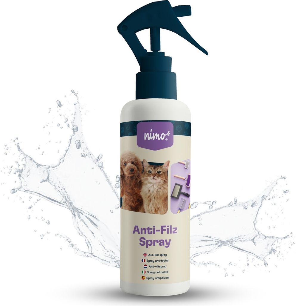 nimo Anti Filz Spray | für Hunde, Katzen & Haustiere | Entfilzungsspray löst Verfilzung & Knoten im Fell | leichtere Kämmbarkeit, Fellpflege, ...