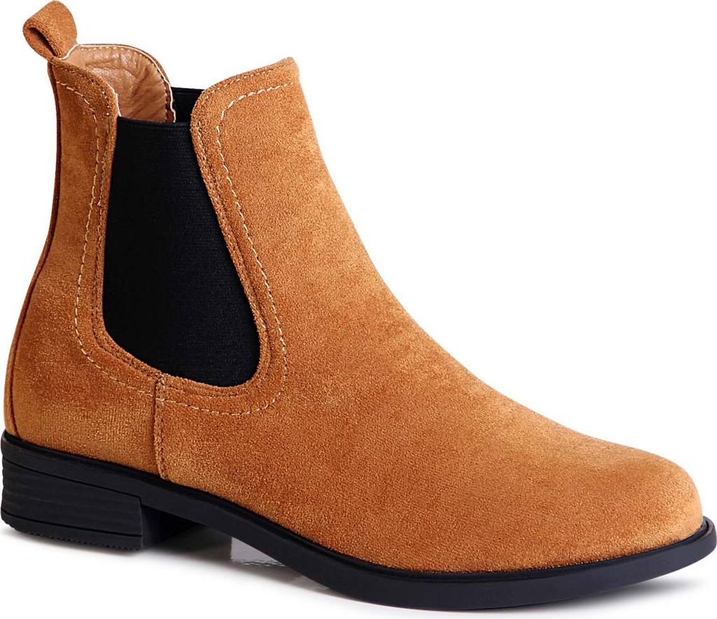 topschuhe24 1903 Damen Velours Stiefeletten Chelsea Boots, Farbe:Camel, Größe:38 EU
