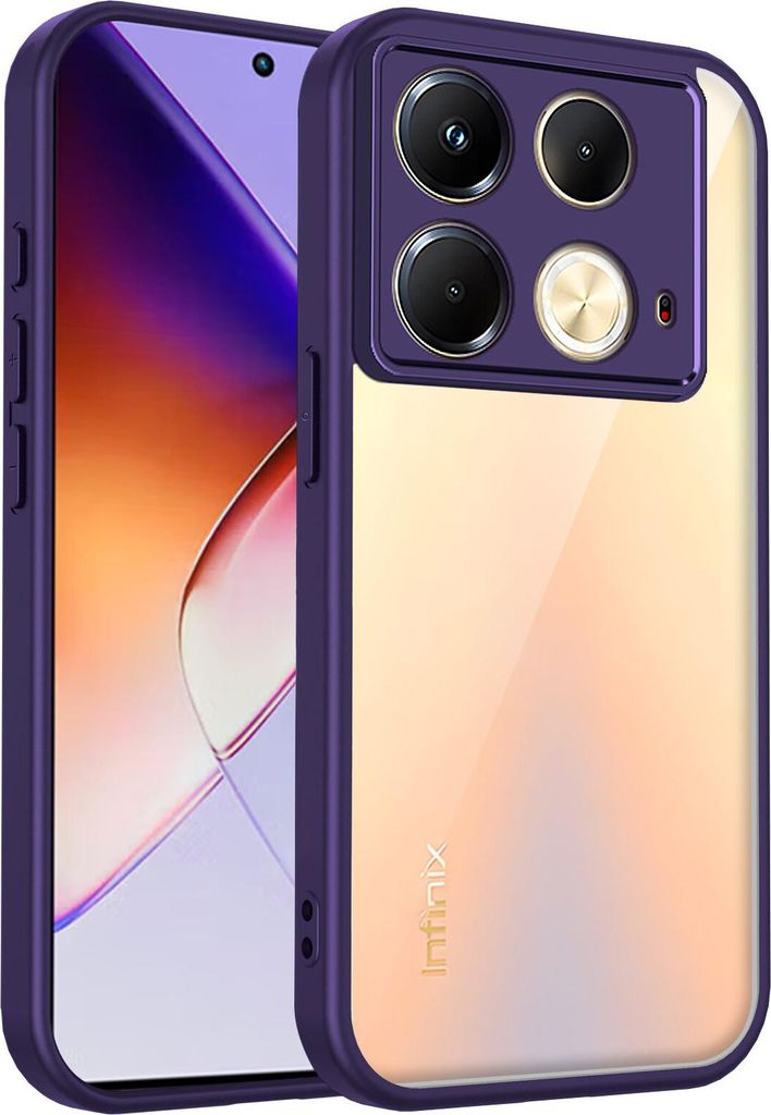 Hülle für Infinix Note 40 5G Transparente Rückseite TPU Bumper Stoßfest Handyhülle Lila