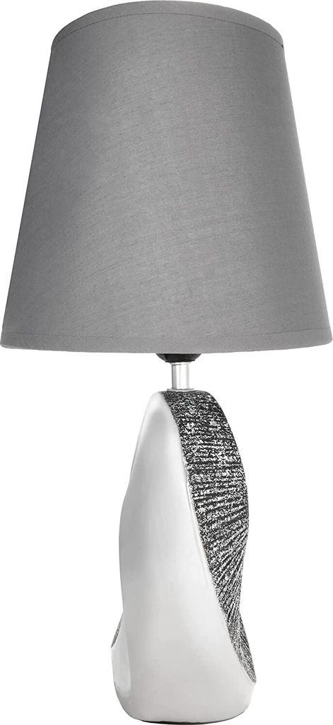 BRUBAKER Lampada Da Tavolo 27,5 Cm – Base In Ceramica Grigio/Marrone E Paralume In Lino, Stile Rustico