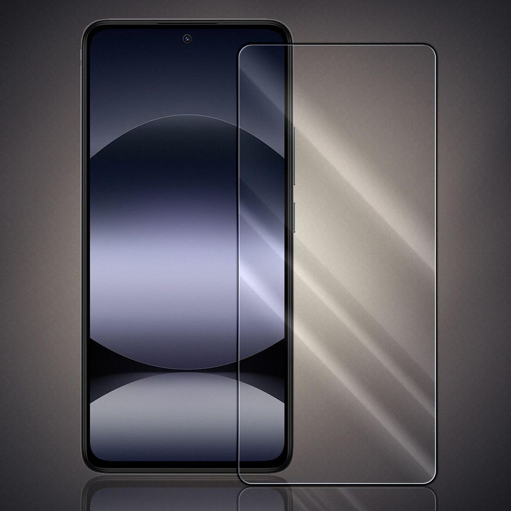 A smartphone screen protector is shown next to a smartphone.