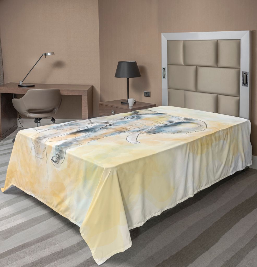 ABAKUHAUS Elefant Bettlaken, Elefant Aquarell Art Illustration Wildes Kreatur Safari Exotisches Tier Thema, weiches bequemes oberes Bettlaken für ...