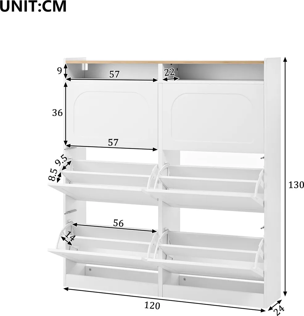 Armoire à Chaussures avec Éclairage LED et 6 Compartiments Basculants - 7