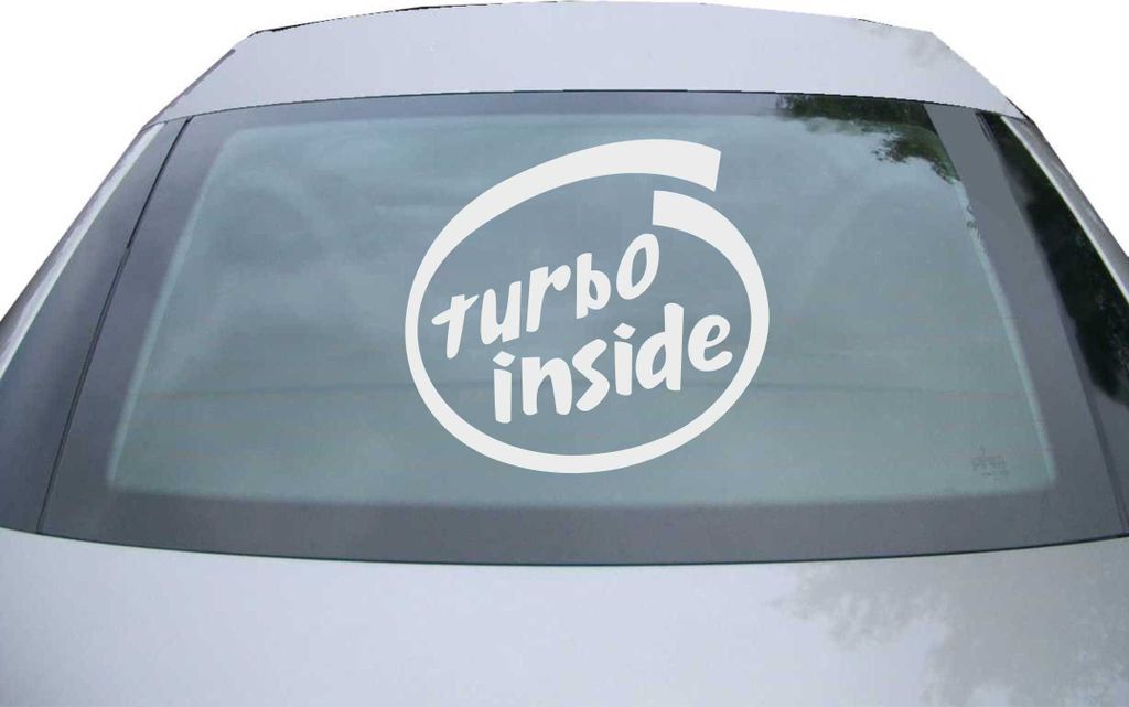 Indigos UG - Aufkleber Heckscheibe & Motorklappe DE2072 - silber - 600x550 mm - Turbo inside - Auto Scheiben Fenster Heckklappe Tuning Racing JDM -...