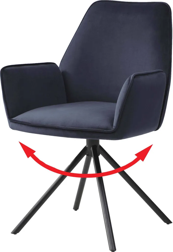 Sedia Design Velluto Blu HWC-G67: Elegante Poltroncina Girevole Pranzo