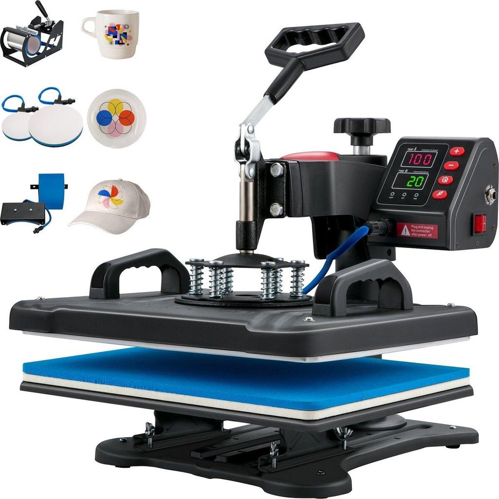 Heat Press, 5 in 1 Heat Press Machine Machine 12x15, Clamshell Sublimation Transfer Printer Fast Heat-up, Digital Precise Temperature Control, Viny...