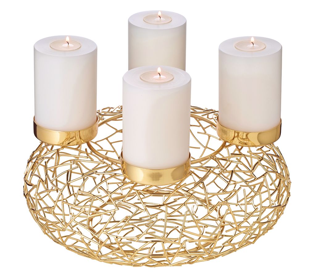 Edzard - Milano Adventskranz Ø 34 cm, goldfarben Produktbild 