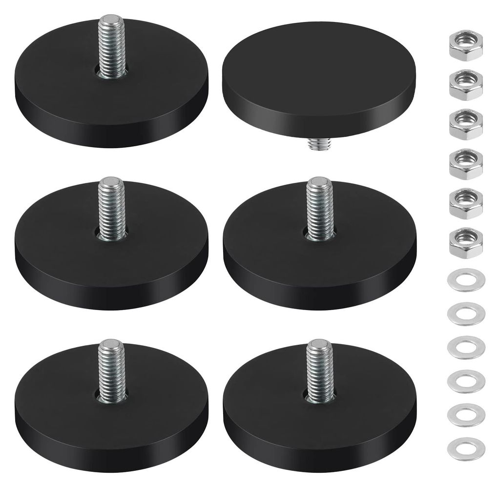 Neodym-Magnete, gummiert, Ø 43 mm, mit M6-Außengewinde, gummiert magnetische Scheibe, runde Gummimagnete, gummiert magnetische Systeme, für Schr...