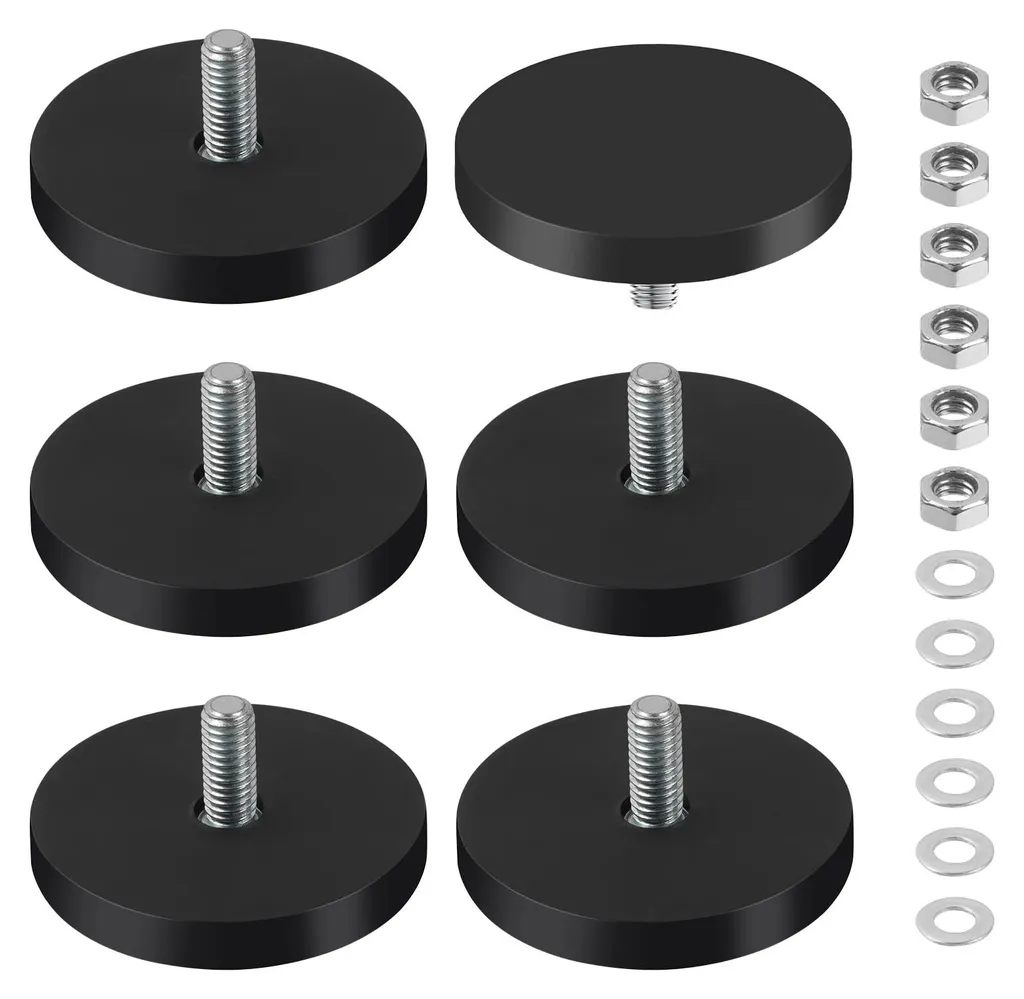 Aimants en Néodyme Caoutchoutés Ø 43 mm avec Filetage M6 - Lot de 6