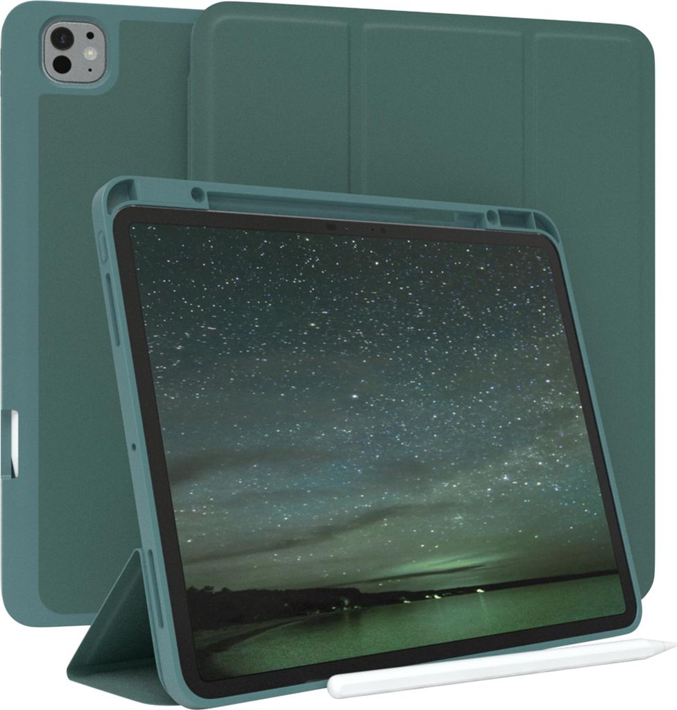 EAZY CASE Smartcase mit Stifthalter für Apple iPad Pro 13 (2024) Hülle mit Stifthalterung, Tablet Cover aufstellbar 13 Zoll in Grün