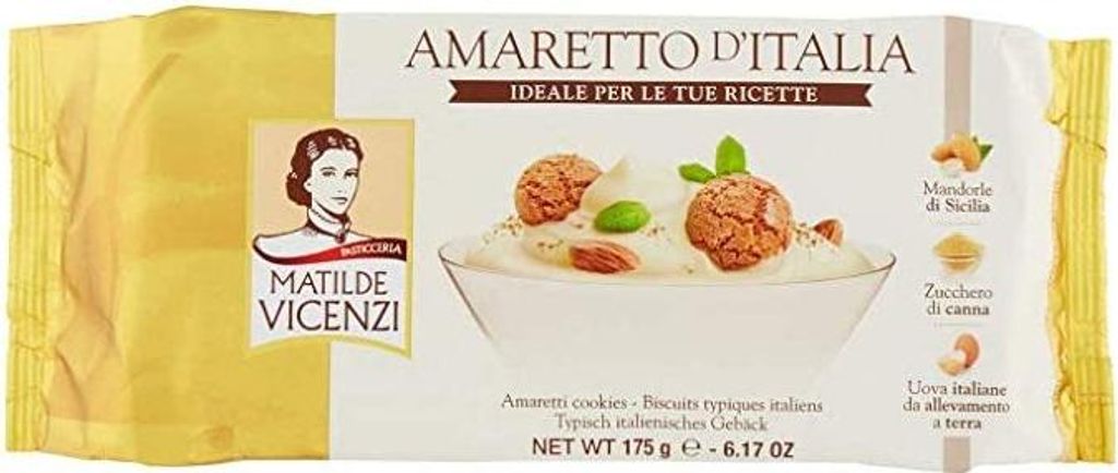 6x Matilde Vicenzi Amaretto d'Italia mit Mandeln Kekse snack bittersüßer Geschmack Italienisches Gebäck 175g