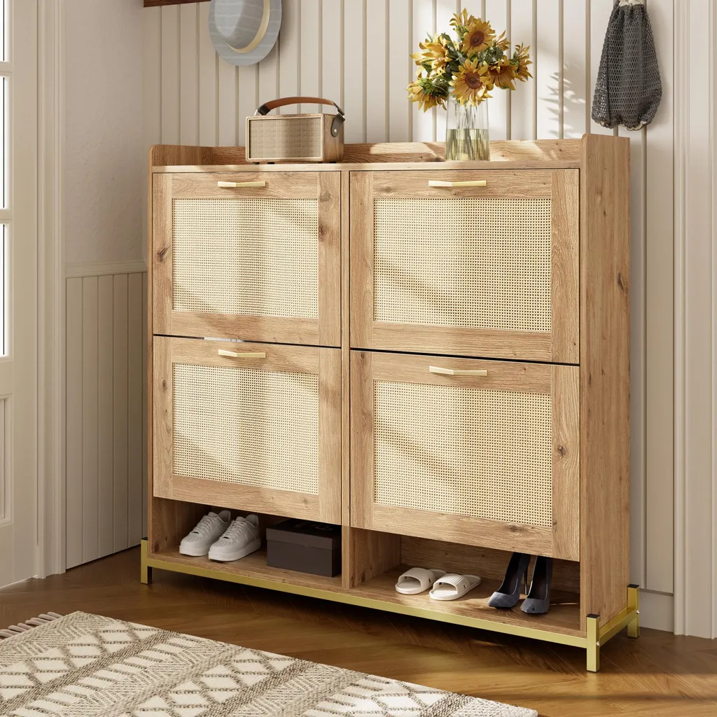 Armonia in Casa: Scarpiera Sweiko Rattan e Legno Naturale 4 Ante