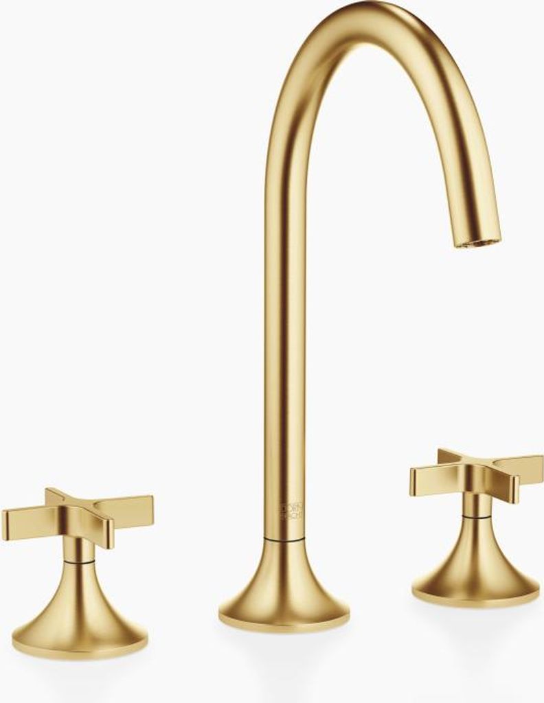 Dornbracht VAIA Waschtisch-Dreilochbatterie mit Ablaufgarnitur, Kreuzgriff, Ausladung 168mm, 20713809-28